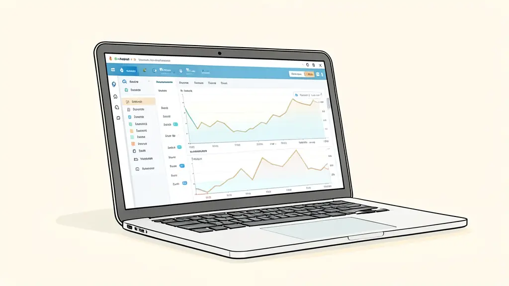 Close-up of a laptop screen displaying a complex trading dashboard with risk management settings, connected to a MetaTrader interface, soft office lighting, editorial style, no text, no logo